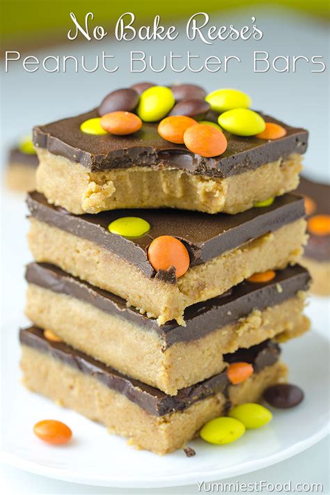 Easy No Bake Reese’s Peanut Butter Bars – Recipe from Yummiest Food Cookbook