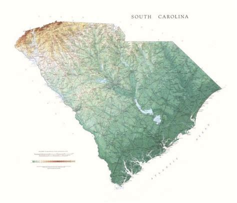 South Carolina, Physical Wall Map by Raven Maps | Maps.com.com