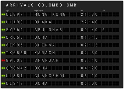 Colombo Bandaranaike Airport [CMB] Arrivals & Flight Schedules