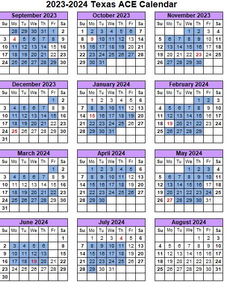 2023-2024 Texas ACE Calendar – Texas Ace (Afterschool Centers on ...