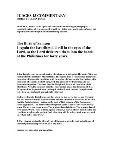 Judges 13 commentary | PDF