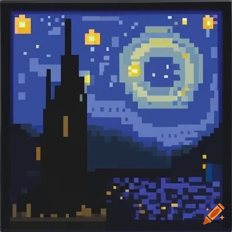 Simple pixel art of a starry night, 32x32 on Craiyon