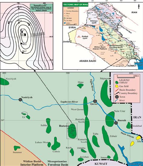 Location map of the studied area along with oil fields in southern Iraq. | Download Scientific ...