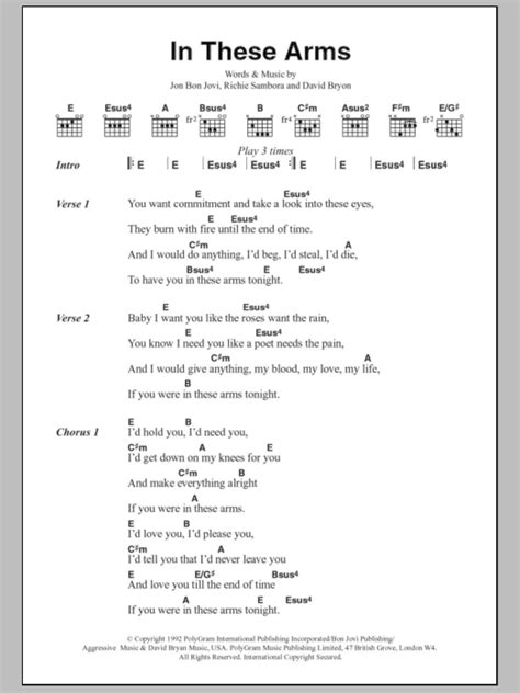 In These Arms by Bon Jovi - Guitar Chords/Lyrics - Guitar Instructor