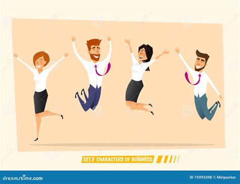 Business People Jumping and Celebrating Victory Stock Vector - Illustration of female, caucasian ...