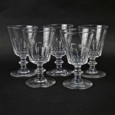 5 heavy, French crystal wine glasses in Antique Wine Glasses, Carafes ...