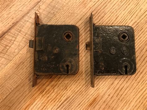 Set of 2 Antique interior mortise locks door hardware | Etsy
