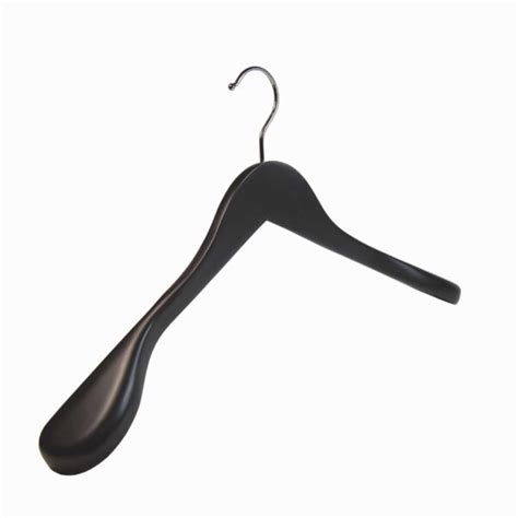 Matt Black Wooden Hangers With Grips (440 mm) For Sale | Fast UK Delivery