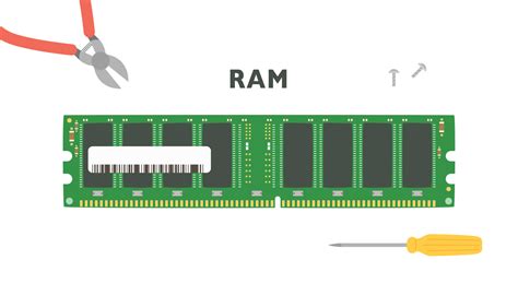 computer parts. Memory ram card and repair tools. flat design style ...