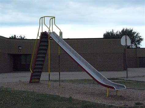 old school playground equipment - metal slide. Remember how hot this used to get?! School ...