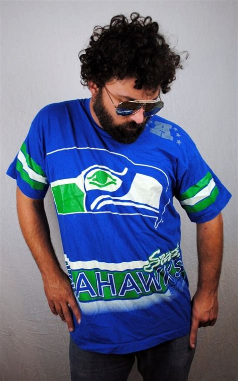 Vintage 80s 90s Seattle Seahawks Jersey Tee by RogueRetro on Etsy