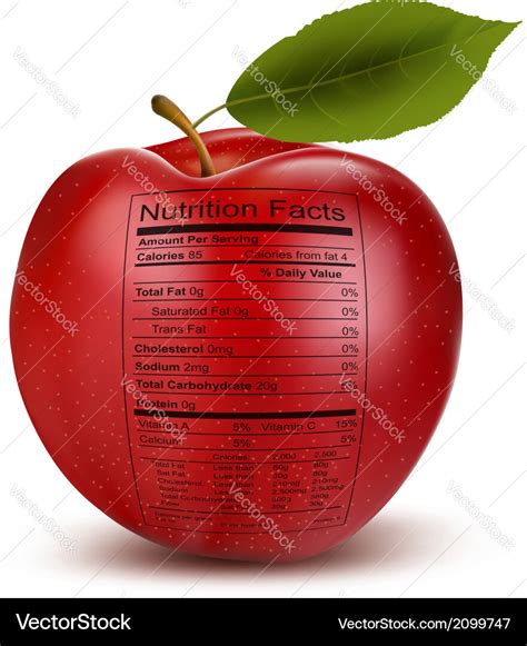 Apple with nutrition facts label concept Vector Image