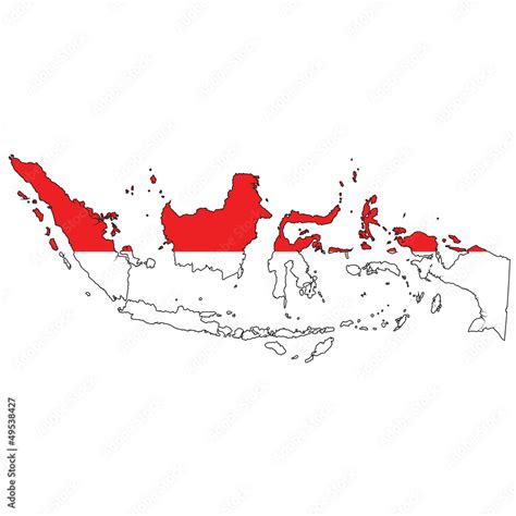 Country outline with the flag of Indonesia Stock Illustration | Adobe Stock