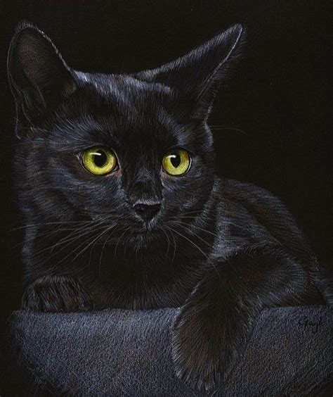 One from a few years ago #blackcat #catart #drawing #mixedmediaart # ...