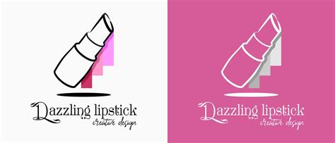 lipstick logo design with line art concept in colorful elements ...