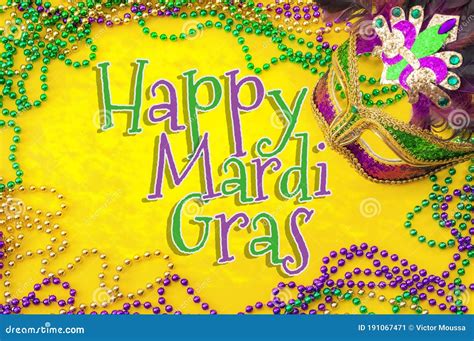 Happy Mardi Gras and Fat Tuesday Carnival Concept Theme with Close Up ...