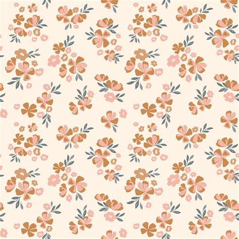 Vintage ditsy floral pattern. Floral vector seamless background in beige, brown and pink. Flower ...