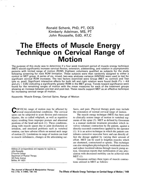 (PDF) The Effects of Muscle Energy Technique on Cervical Range of Motion