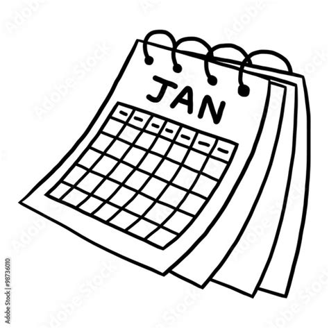 calendar of January / cartoon vector and illustration, black and white, hand drawn, sketch style ...