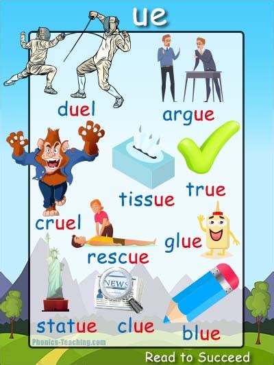 Teach child how to read: U E Words Phonics List