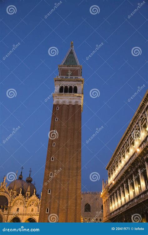 Campanile in Piazza San Marco in Venice. Stock Image - Image of bell, lights: 2041971