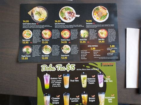 Menu at Hokkaido Ramen House restaurant, Kalispell