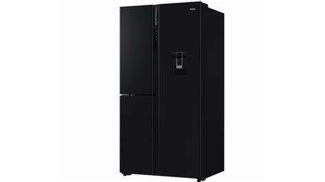 Haier 575L S+ 3-Door Side By Side Fridge with Non-Plumbed Water Dispenser - Black | Joyce Mayne