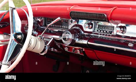 Red 1958 Buick special. Buick 2 door special convertible interior. Classic American fifties car ...