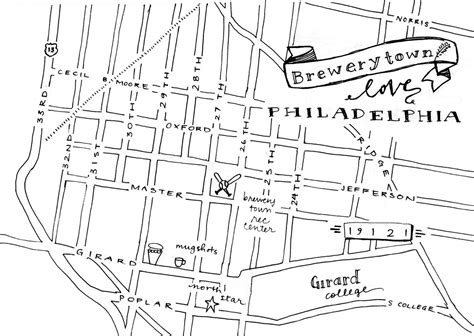 Brewerytown Hand-Drawn Map Philadelphia