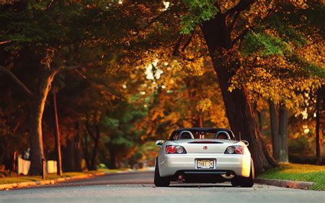 car, Convertible, Honda, Park, Road, Trees, Fall, S2000, Honda S2000 ...