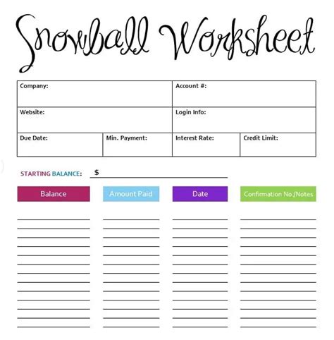 Free Excel Debt Snowball Worksheet