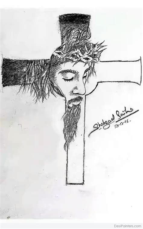 Pencil Sketch Of Jesus Cross - Desi Painters