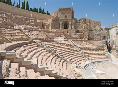 The Roman Theatre of Carthago Nova and Cathedral ruins of Cartagena in ...