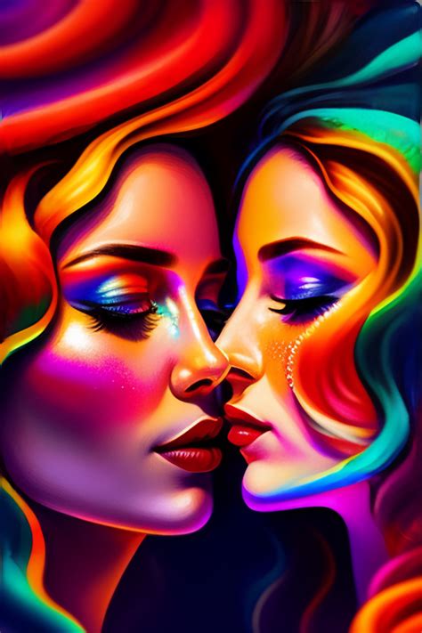 Lexica - An extremely psychedelic portrait of two women kissing ...