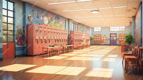 Premium AI Image | a bustling school hallway filled with lockers