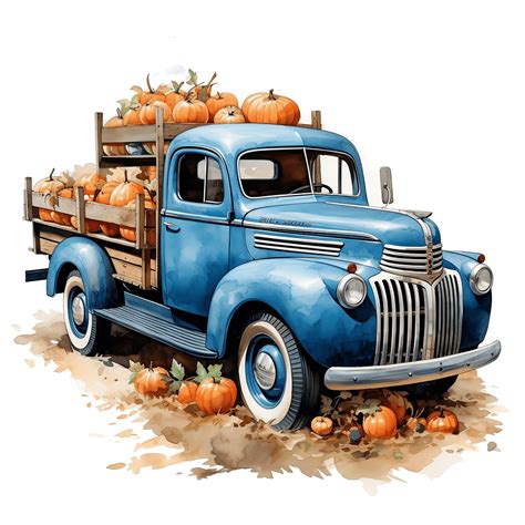 Truck With Pumpkins Clipart 10 High Quality JPG Fall - Etsy