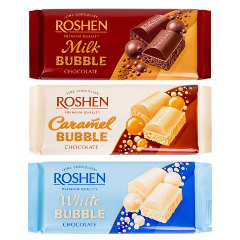 Buy Roshen "Aerated" Assorted Flavors of White, Caramel and Milk chocolate bars, Kosher and ...