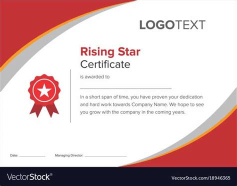 Modern Red Rising Star Certificate Regarding Star Performer Certificate ...