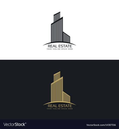 Stylish skyscraper logo for real estate company Vector Image