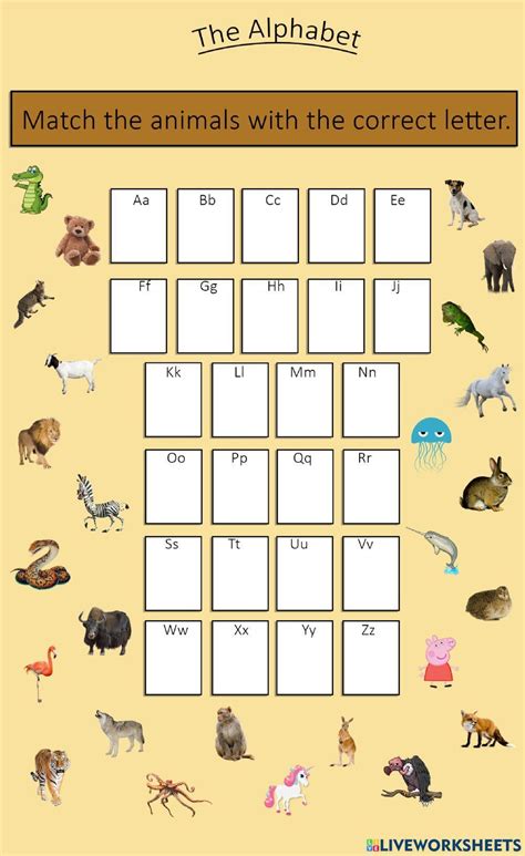 Alphabet animal worksheet | Live Worksheets