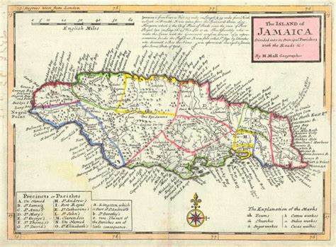 Moll: Antique Map of Island of Jamaica, 1720