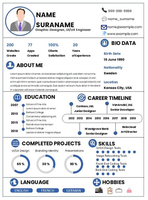 Editable Infographic Resume Template