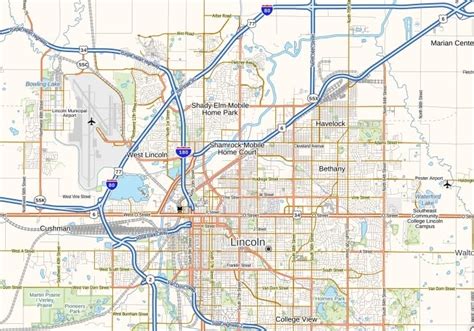 Lincoln Airport Map, Nebraska