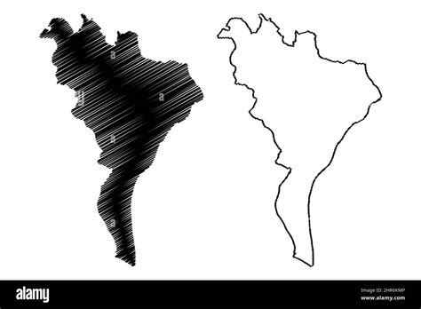 Falster island (Denmark, Baltic Sea) map vector illustration, scribble ...