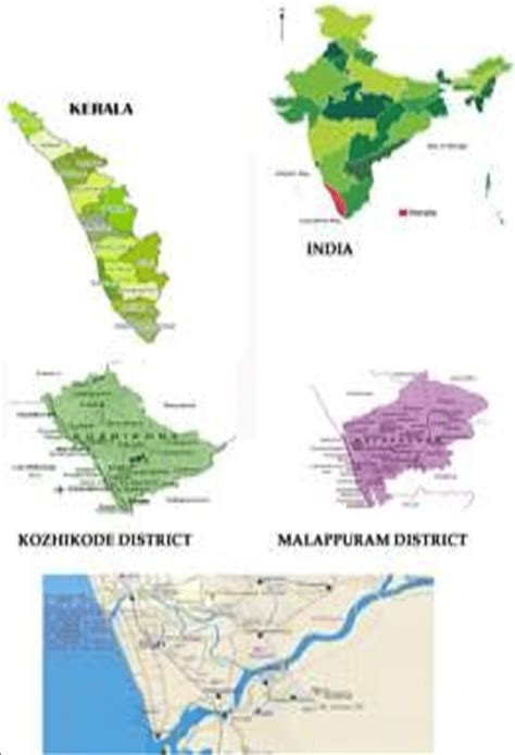 Map of Study Area -Map of India with Kerala State, Kozhikode and ...