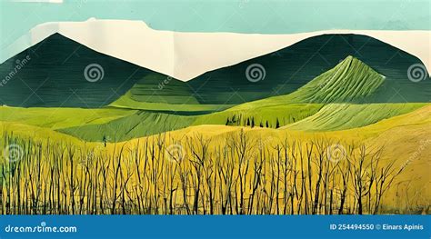 Cut Out Paper Landscape Wallpaper Illustration Stock Illustration ...