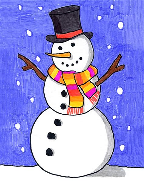 Easy How to Draw a Snowy City Tutorial Video and Coloring Page