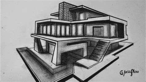 Modern House Draw: Step by step|G Arts Plan - YouTube