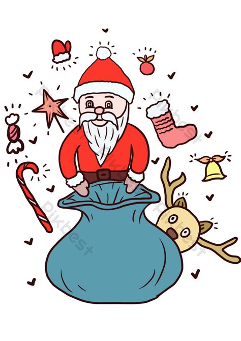 Drawing Illustration Santa Claus And His Gifts PNG Images | PSD Free ...