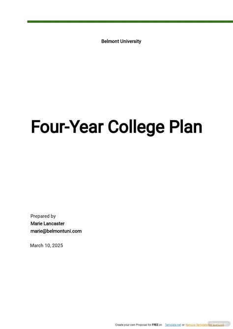 College 4 Year Plan Template